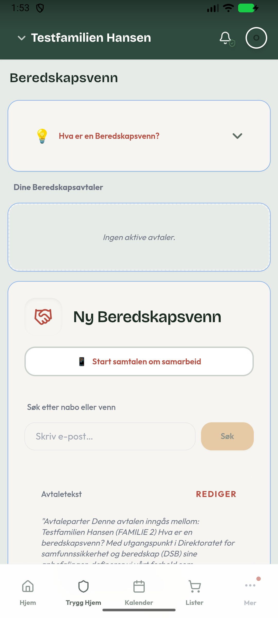 Beredskapsvenn-avtaler i Storfamilien