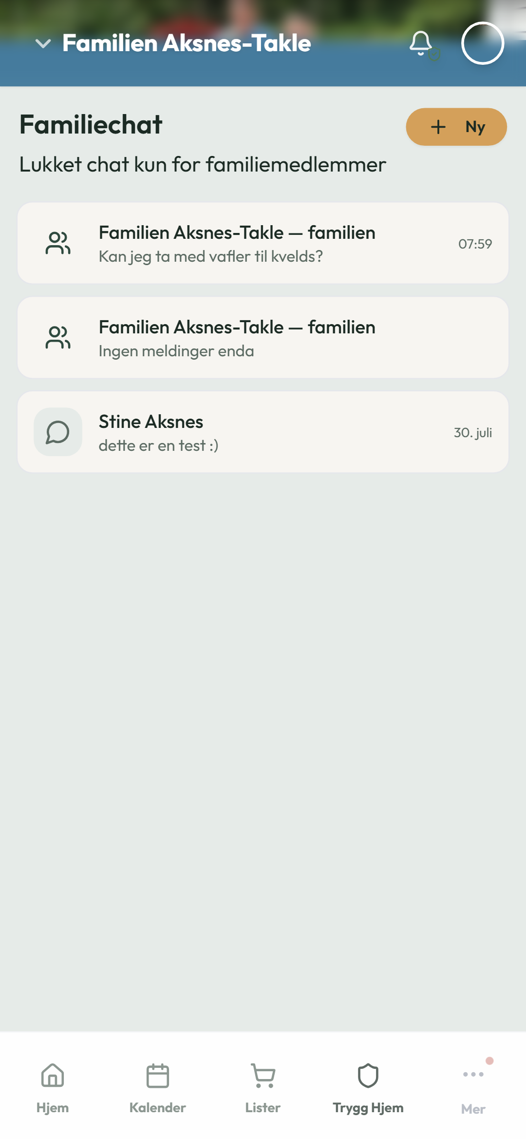 Oversikt over familiechat-tråder