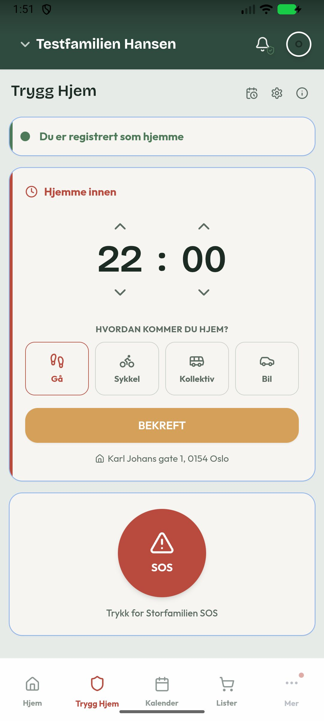 Trygg Hjem med følg meg hjem og SOS